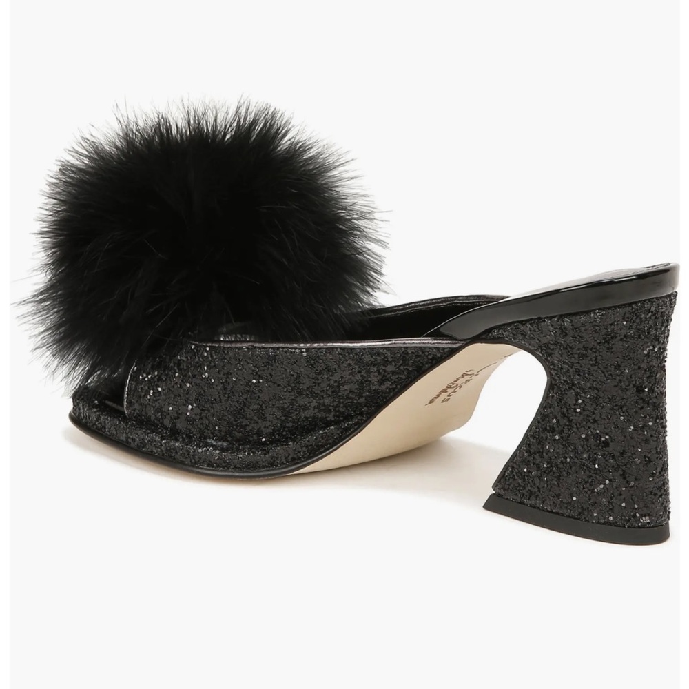 NWOT Circus by Sam Edelman Hadie black glittery faux fluff heel slide size 8 - Picture 2 of 8